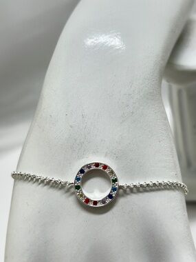 Katie Loxton, Silver Bracelet With Multicolored Crystals